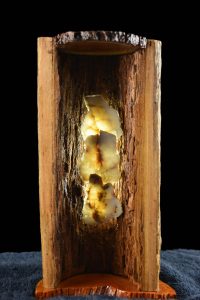 Naturally hollowed log sourced from the SE corner on N.S.W that has been capped with Australian hardwood to show nature at work inside